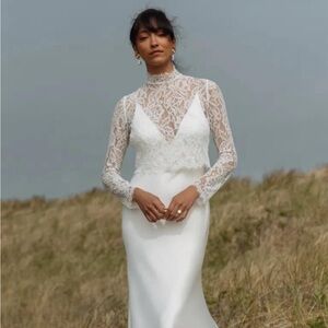 Jenny Yoo Bettina High-Neck Lace Bridal Topper size Medium